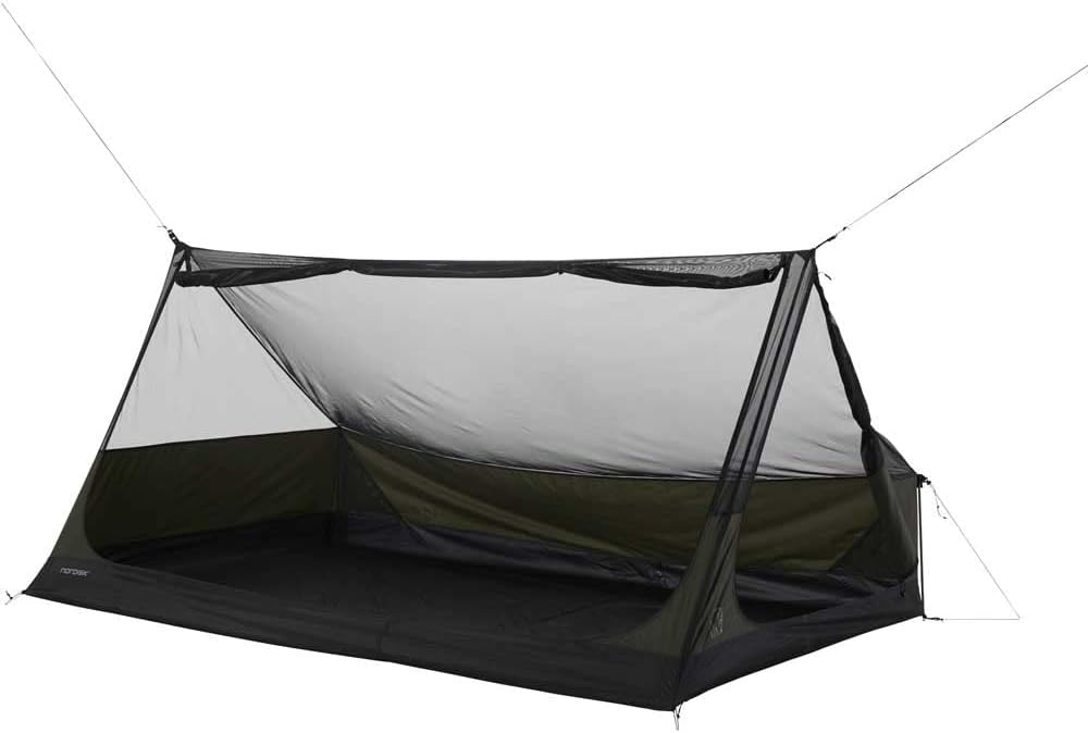 Interior view of the NORDISK Troms Mesh Cabin, showing space for two people