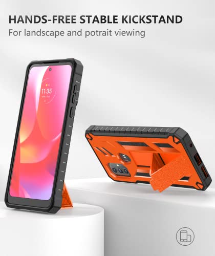 For Motorola Moto G-Power 2022 Case: Protective Rugged G Power Phone Cover With Kickstand | Tpu Shockproof Durable Bumper Textured Matte Hybrid Military Drop Protection Moto G Play 2023 Case - Orange #TOP2