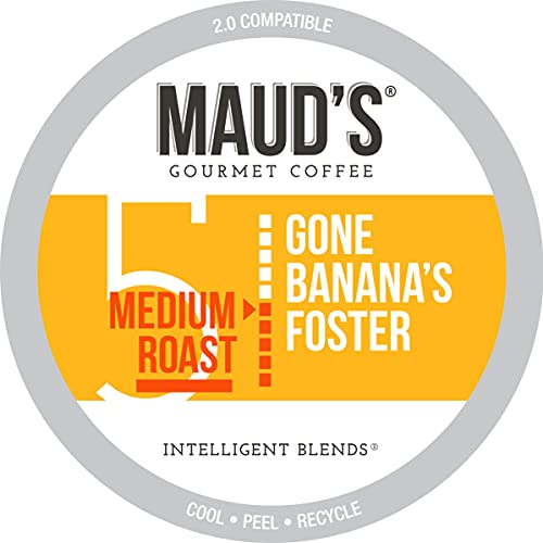 Maud s Banana Foster Coffee (Gone Banana s Foster), 50ct. Solar Energy Produced Recyclable Single Serve Banana Foster Coffee Pods – 100% Arabica Coffee California Roasted, KCup Compatible