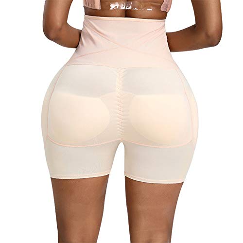 MOXIN Culotte Gainante Push Up Femme Invisible Ventre Plat sans Couture, Butt Lifter Rembourré Culotte Faux Fessier Brésilien, Rembourré Gainante Hip Enhancer Remonte Fesse,Peau,XXL