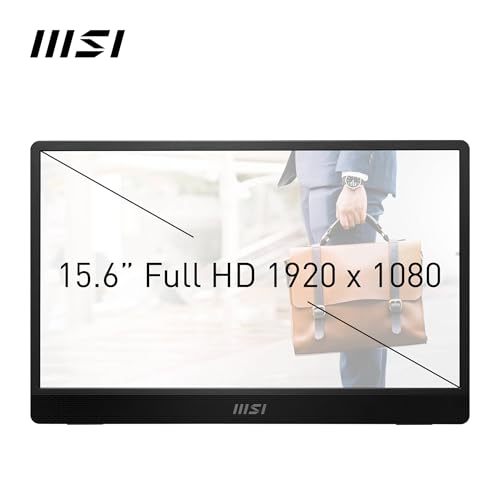 Image of MSI PRO MP161 E2, 15.6 inch (39.62 cm), IPS Panel, Full HD 1920 x 1080, 60Hz, Black, Eye-Friendly Screen, Speakers, Enhanced Chassis & Kickstand, Mini-HDMI 2.0b, 2 x USB Type-C Monitor