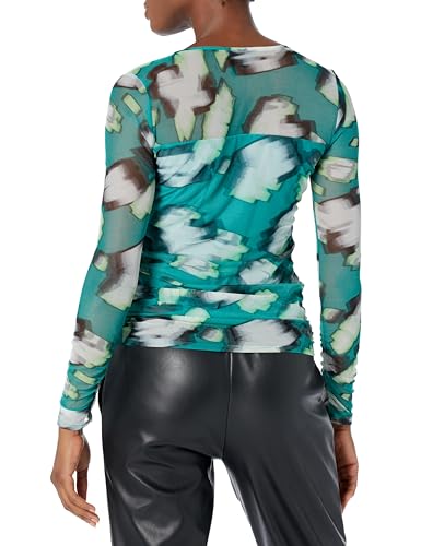 DKNY Women's Mesh Side Ruching Lightweight Sportswear Top2