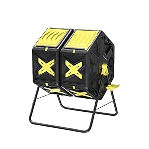 Compost Bin Outdoor – 2 X 18.5 Gal Dual Chamber Compost Tumbler,BPA Free Outdoor Rotating Composter with Easy-Turn, Fast-Working System