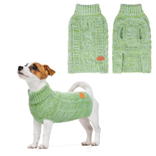 La mejor selección de Prendas de punto para Niño que puedes comprar esta semana. 37 BEAUTYZOO - Suéter para perro pequeño, suéter de cuello alto, clásico de punto trenzado, chamarra de invierno para perros pequeños, medianos, cachorros, niñas, niños, verde,...