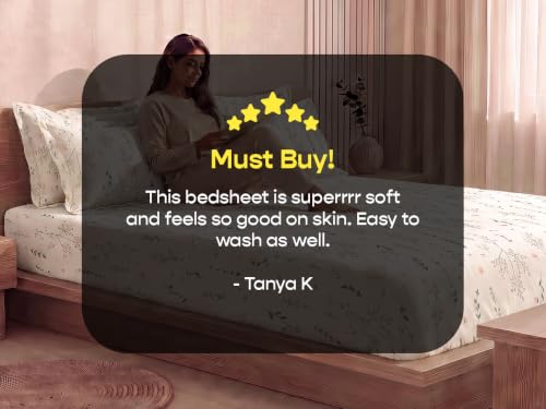 Image of SleepyCat 300 TC Cotton-Soft Microfiber Bedsheet with 1 Pillowcase|Wrinkle-Free|300 TC Plain Weave|No Creases, No Shrinkage|No Colour Fading|150 GSM|Flora Mist|Fits Mattress Upto 8 Inches|Single