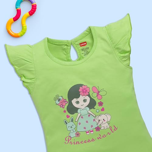 Image of LuvLap Baby Girls Regular Fit 100% Cotton Half Sleeves Girls Top CoSet Pack of 3
