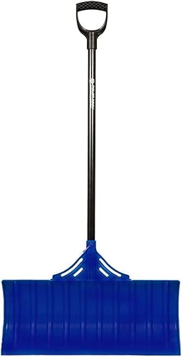 EarthWay Polar Tech 93017 - Pala de nieve para calzada, pala azul de 26 pulgadas con resina ABS de alto impacto, mango largo de fibra de vidrio,