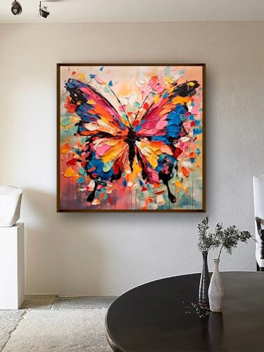 Image of Artsense Painting for wall decoration Abstract wall painting for living- Colorful butterfly painting for home decoration with frame-Multicolor /20x20 inches /(50x50 cm)