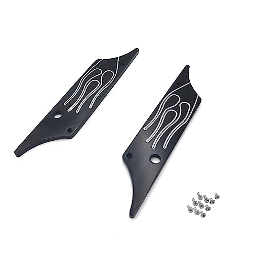 Cubierta para pestillo de alforjas HTTMT compatible con Harley-Davidson Touring 1993-2013, color negro con llama grabada, estilo F miniatura 2