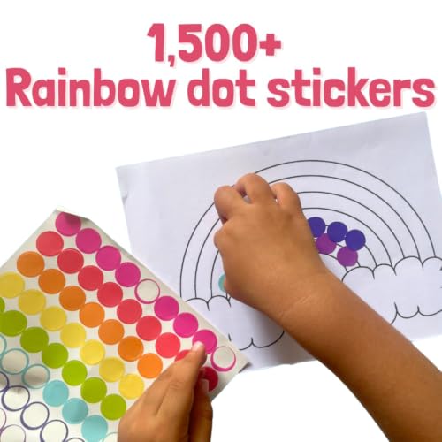 Image of CocoMoco Kids Premium Dot Stickers for Kids with 123, ABC & Animals Sticker Book -1500+ Round Color Stickers Fun Craft Supplies for Boys & Girls, Sticker Activity Book (Pack of 2)
