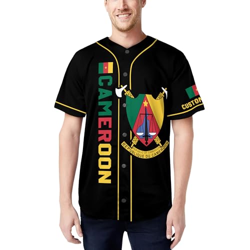 Camisa de béisbol personalizada para hombre, estilo Cameroon miniatura 2