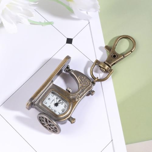 Kichvoe Schlüsselanhänger mit Quarzuhr aus Zinklegierung und Kunststoff 2 Stück Pack im Vintage Nähmaschinen Design Feine Handwerkskunst Praktischer Schlüsselhalter für Damen und Herren-5