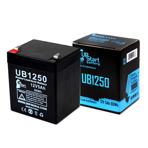 Replacement for ADT Security Alarm Safewatch Pro 3000 Battery - Replacement UB1250 Universal Sealed Lead Acid Battery (12V 5Ah 5000mAh F1 Terminal AGM SLA) - Includes TWO F1 to F2 Terminal Adapter