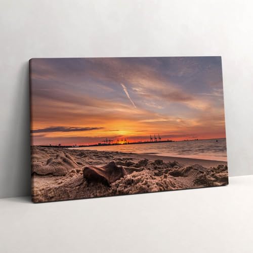 Tableau photo sur toile 60x40 déco murale d'art coucher de soleil plage