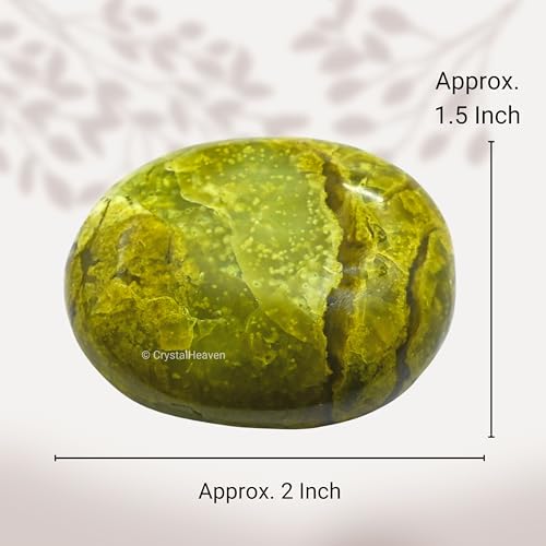 Image of Certified Green Opal Crystal Palm Pebbles Stones for Anxiety Stress Relief Massage - AAA Grade Original Healing Gemstone Agate Palm Stone for Yoga Meditation Spiritual Reiki Feng Shui