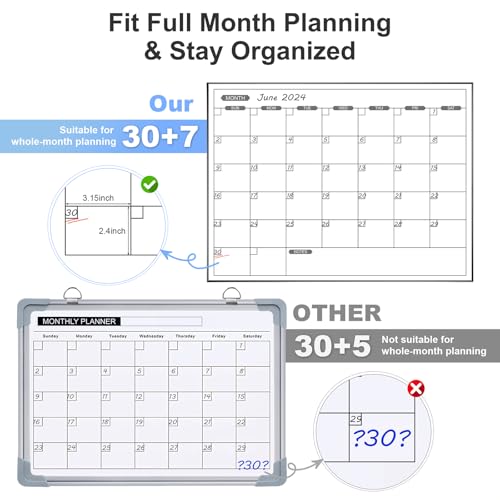 ARCOBIS Monthly Calendar Whiteboard, 24\" x 18\" Magnetic Dry Erase Calendar with Black Frame, Wall Hanging Planner for Home, Office, School - Thumbnail 6