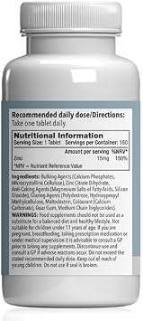 Zinc 15mg | One-a-Day Formula | 360 Tablets | 12 Months' Supply