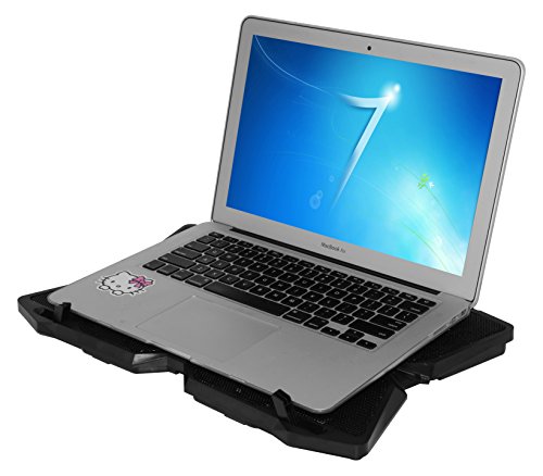 XtremPro-Portable-Metal-Mesh-Laptop-Cooler-Cooling-Pad-4-Quiet-Fans-wRed-LED-Light-Adjustable-Height-Up-to-17-Inch-Notebook-2-USB-Interface-wSpeed-Control-Switch-Non-Slip-Black-11148