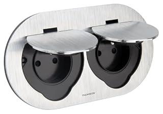 ProTec - Prise de Sol étanche Initiale 16A 2P+T IP55 - Métal brossé (Arrondie, Double prise de Sol)