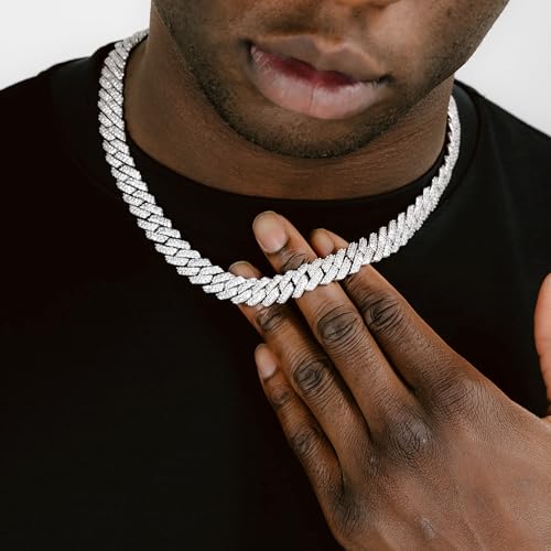 12mm Heavy Iced Out Cuban Link Chain 18K White Gold Plated Diamond Thick Choker Necklace for Men Women Hypoallergenic Bling Hip Hop Jewelry with Gift Box3