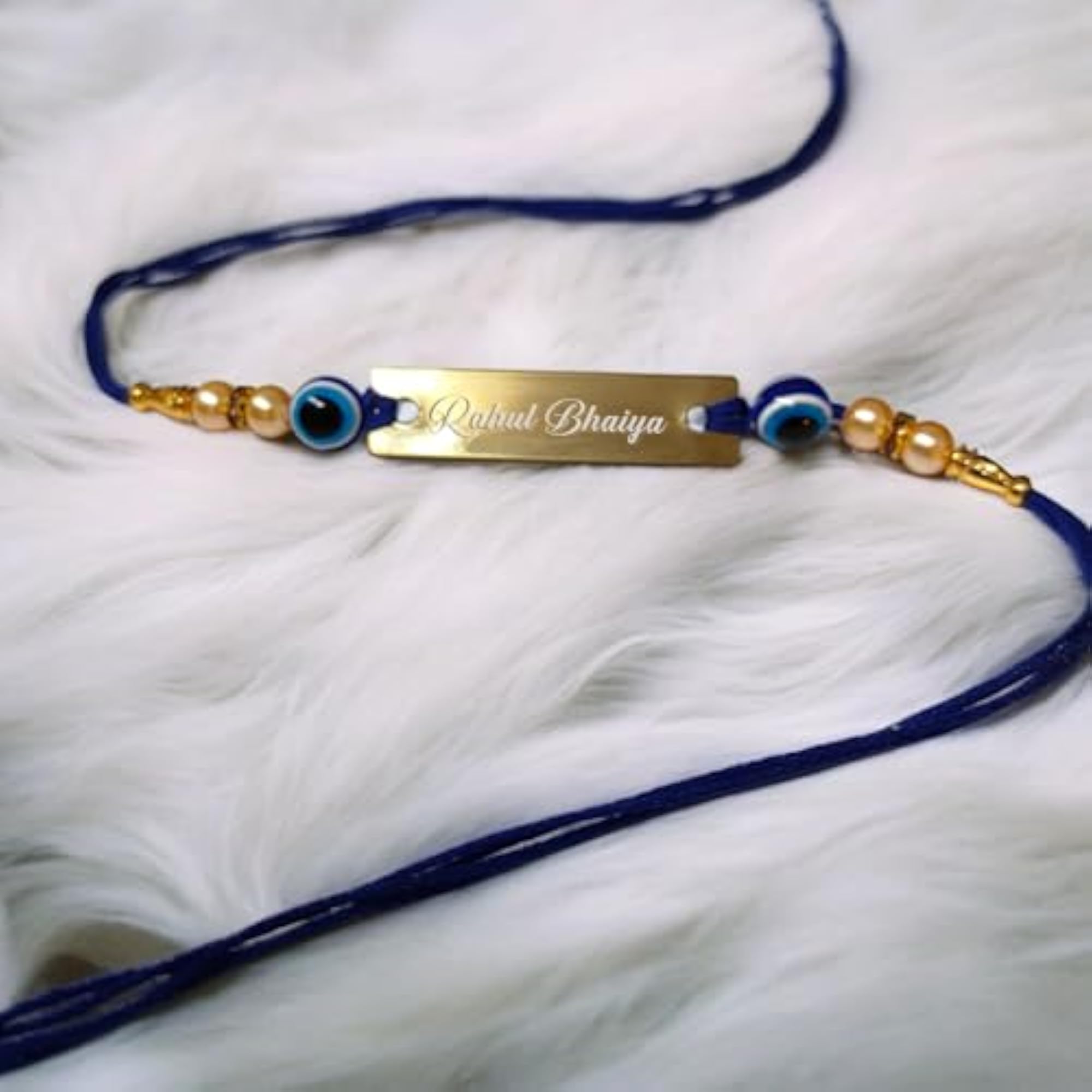 Personalized Evil Eye Rakhi with Roli Chawal for Brother