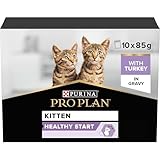 PRO PLAN Kitten Healthy Start Turkey in Gravy Wet Cat Food 10x85g (Pack of 4)