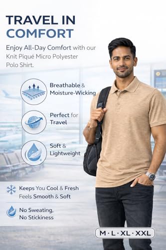 Image of Men's Polo T-Shirt | Breathable, Moisture-Wicking, Soft & Lightweight | Regular Fit Casual & Travel Wear