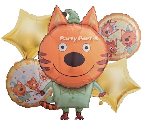 Party Port Cookie, Candy & Pudding Cats Theme Cookie Foil Balloon Set for Birthday & Other Decorations (Pack of 5)