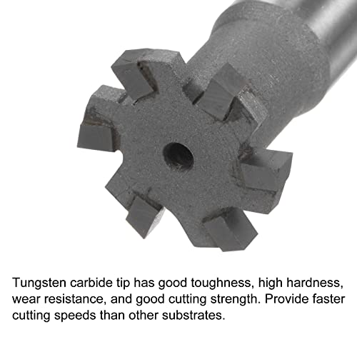 Image of uxcell T-Slot Milling Cutters, 3mm Depth 20mm Cutting Dia 12mm Shank Tungsten Carbide Tip 6 Flutes T Slot End Mill for Stainless Steel Copper Aluminum