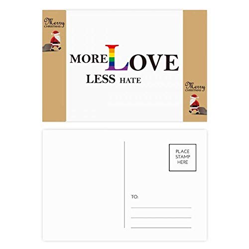 Drapeau arc-en-ciel LGBT : Lot de 20 cartes postales de remerciement More Love Less Hate