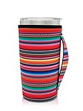 AJLTPA Neoprene Insulated Sleeves Cup Holder with Handle for 20oz Tumbler Cups, Reusable Iced Coffee Sleeve For 30oz - 32oz coffee cups(Serape)