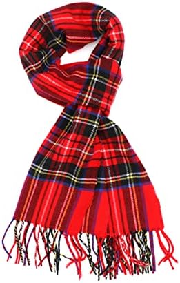 Achillea Classic Plaid Check Cashmere Feel Winter Scarf (Red Tartan)