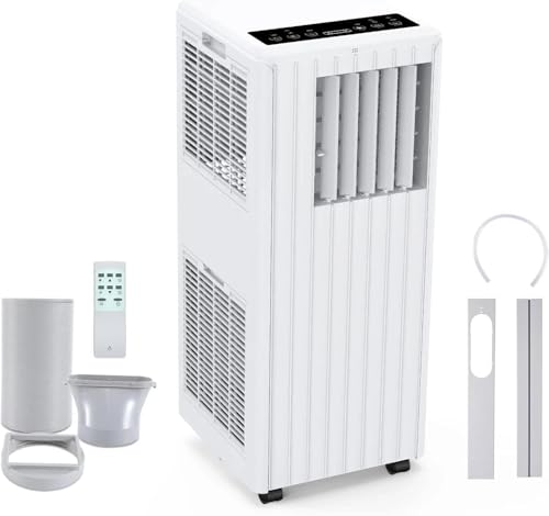 Climatiseur Portable 7000 BTU, 3-En-1 Avec Refroidissement, Déshumidificateur 36L/Jour, Mode Sommeil et Ventilateur Avec 2 Vitesses, Minuterie 24 Heures&Kit d'évacuation pour Pièces jusqu'à 35 m