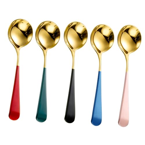 COLLBATH Stainless Steel Dessert Spoons Ice Spoon Set Silverware for Baking Serving