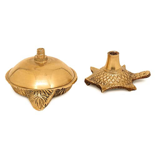 Hashcart Brass Diya With Turtle Base - Diya Lamp For Pooja - Diwali Diyas/Deepam/Deepak For Diwali Decorations - Indian Diwali Gifts {Set Of 10 Pc} #TOP3