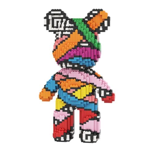 PIANTION Animal Colorful Bandage Bear Micro Building Blocks Set(3000PCS XQ035) 12.6in High Series Gifts Suitable for Adults
