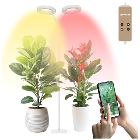GLOWRIUM Grow Lights for Indoor Plants Full Spectrum, 40W Aluminum Floor Plant Light with APP Control, Customizable Timer, Flexible Gooseneck, 3 Spectral Modes and Stepless Dimming. Cover