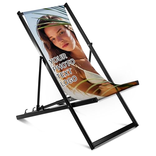 Ferocity Aluminium Liegestuhl Stuhl ohne Armlehne One Size Klappbar Klappliegestuhl Sonnenliege Gartenliegestuhl mit Wechselbezug Motiv Dein Photo Text [119]