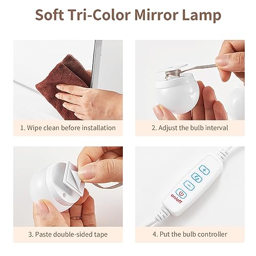 Pagezol Vanity Mirror Lights Kits, 10 Bulbs Hollywood Style LED Makeup Lights with USB Cable, 3 Colour Changing & 9-Level Brightness, Make up Light for Dressing Table Room, Bathroom, Bedroom - Cosy Home Interiors Pagezol Vanity Mirror Lights Kits, 10 Bulbs Hollywood Style LED Makeup Lights with USB Cable, 3 Colour Changing & 9-Level Brightness, Make up Light for Dressing Table Room, Bathroom, Bedroom - Image 5