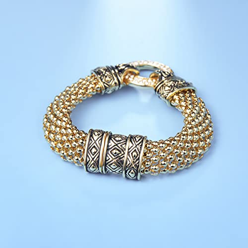 UNY Popcorn Chain Center Circle Pave Stone Unique Bracelet Magnetic Claps Designer Inspired Jewelry3