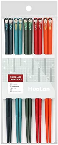 HuaLan Fiberglass Chopsticks Series - Japanese Non-Slip Luxury Reusable Chopsticks 5 Pairs Gift Set
