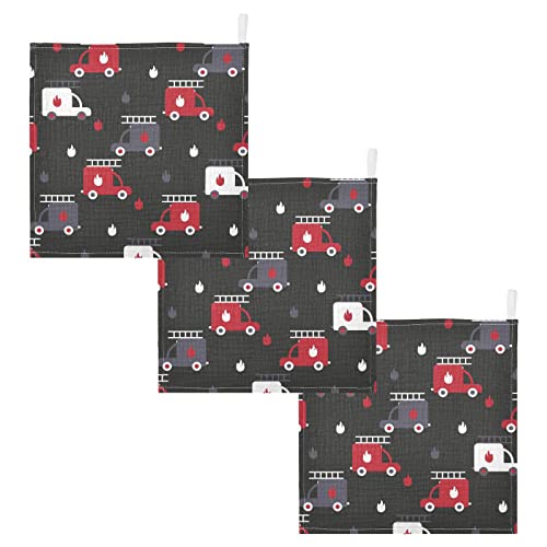 Image of vvfelixl Firefighters Fire Trucks Baby Burp Cloths, Baby Muslin Washcloths for Boys Girls, Cotton Baby Face Towel for Newborn Infants Soft and Absorbent 11.8 X 11.8 in, 5 Pack Black