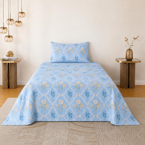 Image of Amazon Brand - Umi Soft Cotton 160 TC Single Bedsheet Set 60X90 Inch | Single Bed Sheet with Pillow Cover 17x27 | Trendy Elegant Design