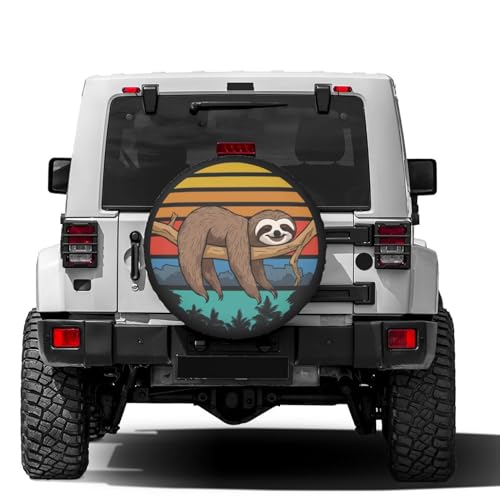 Image of Delerain Sloth Spare Tire Covers Waterproof Dust-Proof Spare Wheel Cover Universal Fit for Trailer, RV, SUV, Truck and Many Vehicle (17 Inch for Diameter 31 inch-33 inch)