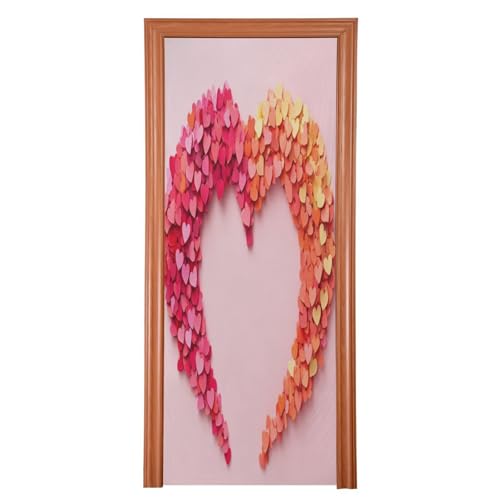 FLildon Cute Hearts Love Shape Valentine's Day Door Cover Decoration, Party Accessory Porch Decor for Festive Ornament Room Door Covers 32 x 79 Inch