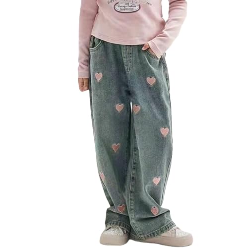 Korta byxor, gravidmode, ben, vår, och modeller för medelstora och stora retrojeans med breda ben och raka byxor, trendiga lösa lediga byxor, barnleggings 128, blå, 9-10 år