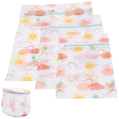 NUOBESTY Set 4 Sacchetti per Bucato in Rete Poliestere Cerniera Protezione Capi Delicati e Biancheria Dimensioni Multiple per Lavatrice e Organizzazione Biancheria