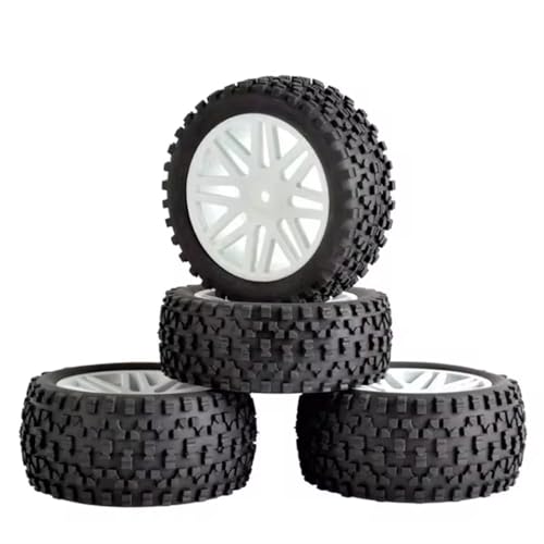 Pneus RC pour roues de buggy HSP 4 pièces caoutchouc 12 mm hexagone tout-terrain 1/10
