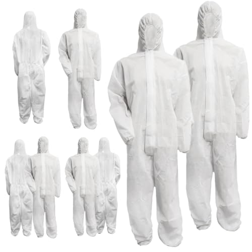 Bohrfux Lot de 10 combinaisons de peintre jetables en polypropylène avec capuche Taille L-XXXL (au choix) 40 g/m, Blanc., XL