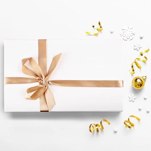 Image of LIFELUM White Gift Box with Magnetic Lids for Presents, 14 inchx8.5 inchx4.5 inch | with Ribbon, Card & Paper Filler for Wedding, Bridesmaid Proposal, Graduation & Birthday, 2 Pack